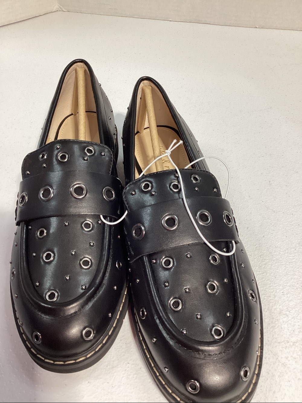 Black Grommet-Detail Women's Loafers